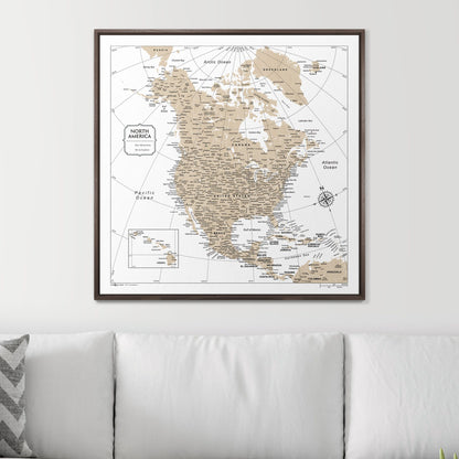 Push Pin North America Map (Pin Board) - Light Brown Color Splash CM Pin Board