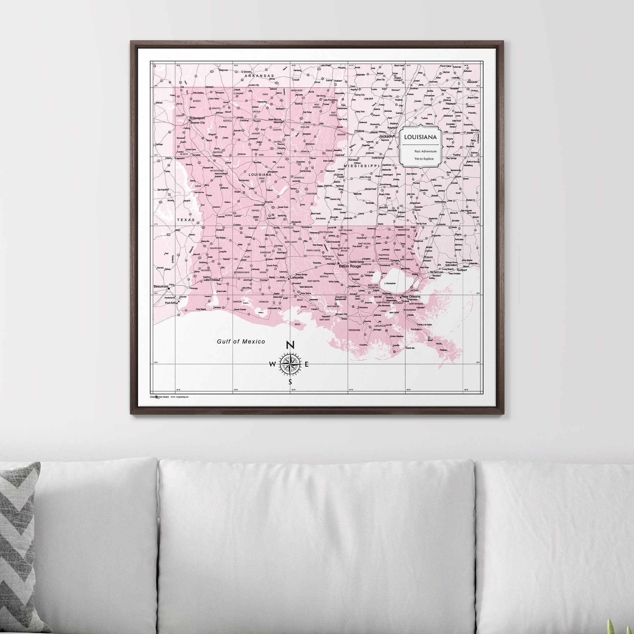 Push Pin Louisiana Map (Pin Board) - Pink Color Splash CM Pin Board