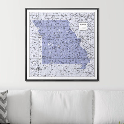 Push Pin Missouri Map (Pin Board) - Purple Color Splash CM Pin Board