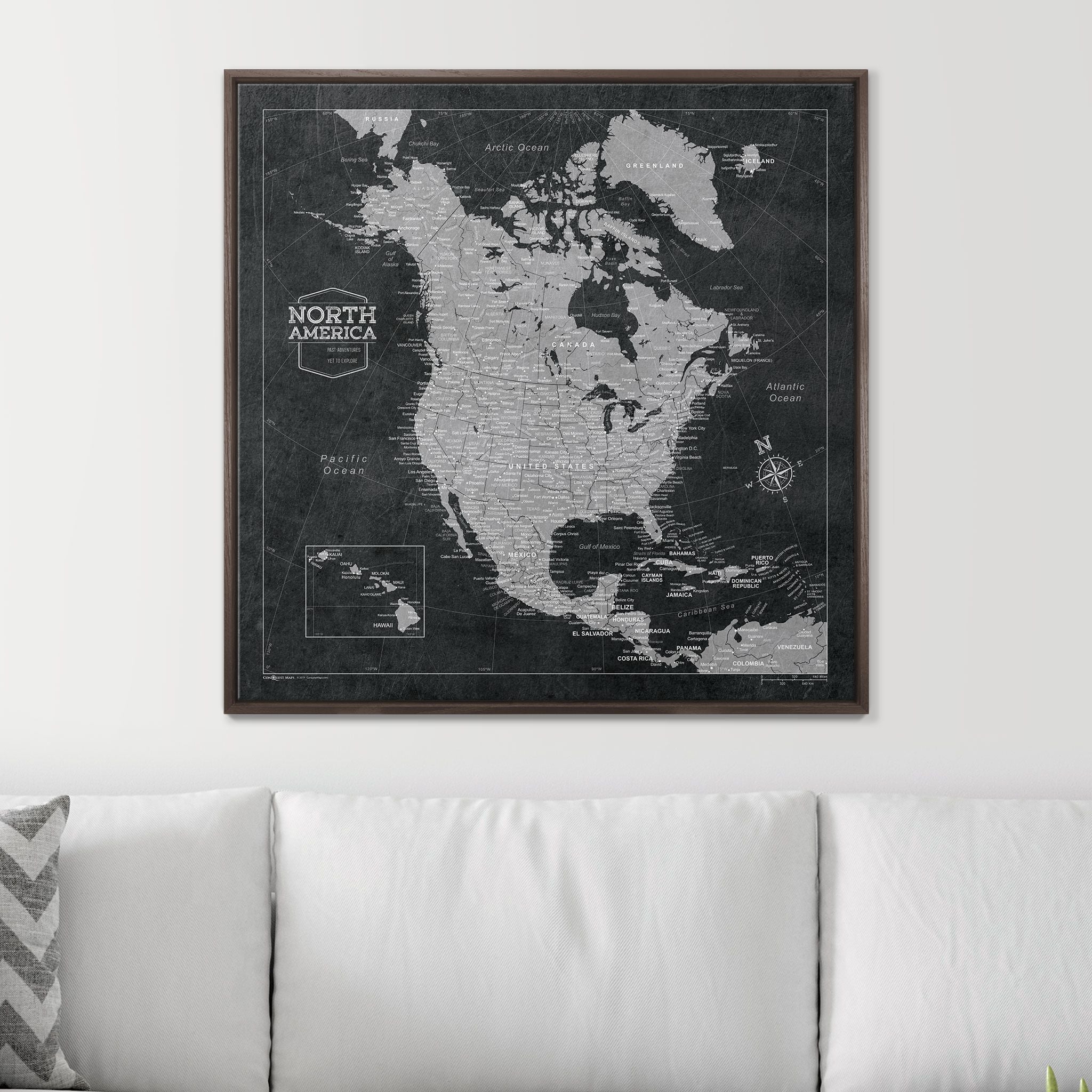 Push Pin North America Map (Pin Board) - Modern Slate CM Pin Board