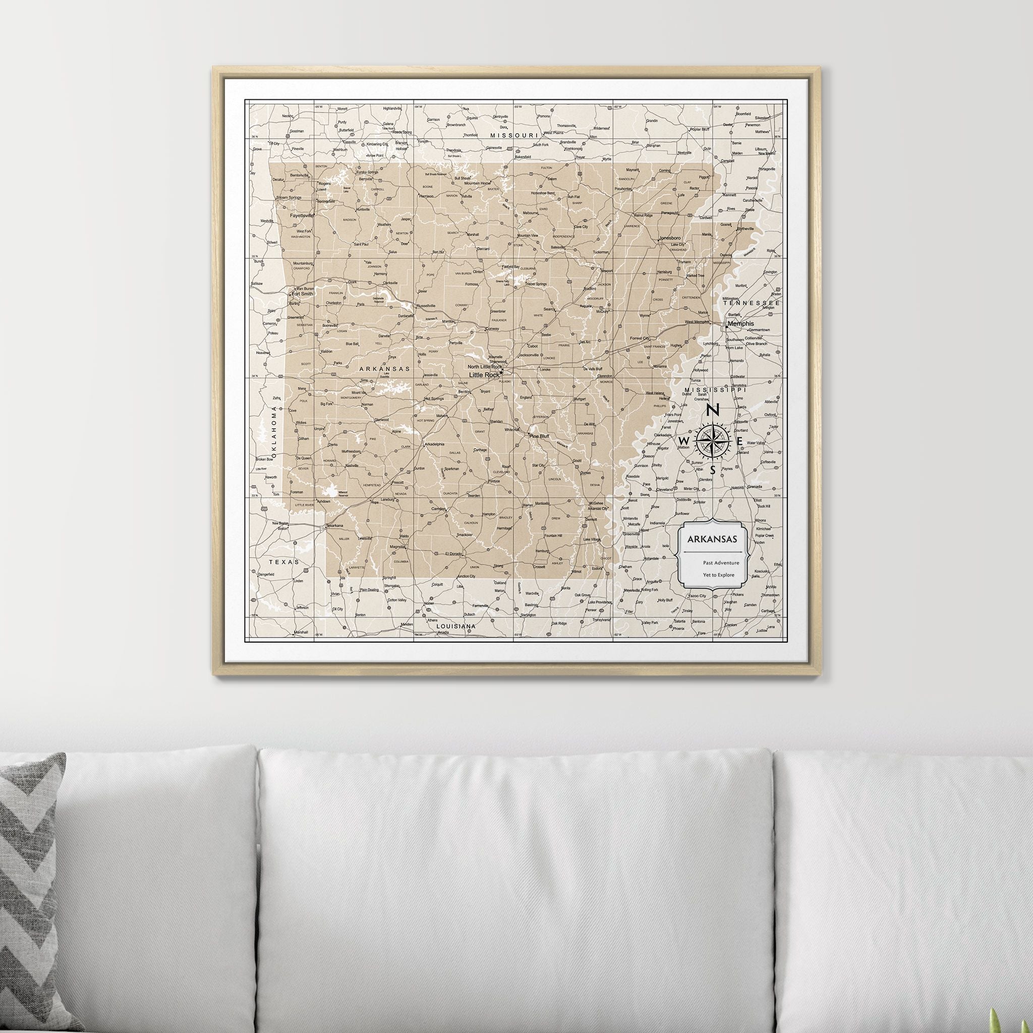 Push Pin Arkansas Map (Pin Board) - Light Brown Color Splash CM Pin Board