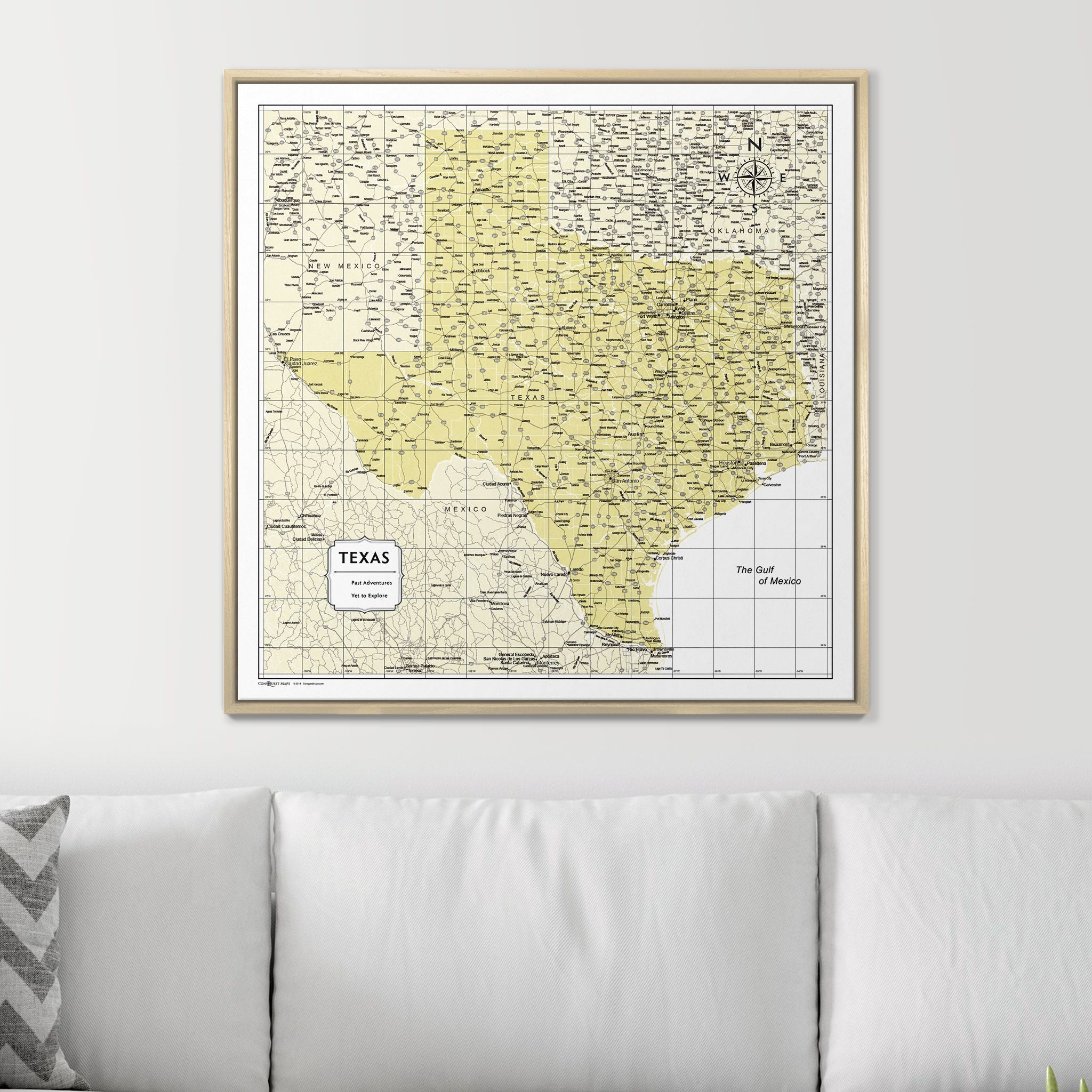 Push Pin Texas Map (Pin Board) - Yellow Color Splash CM Pin Board