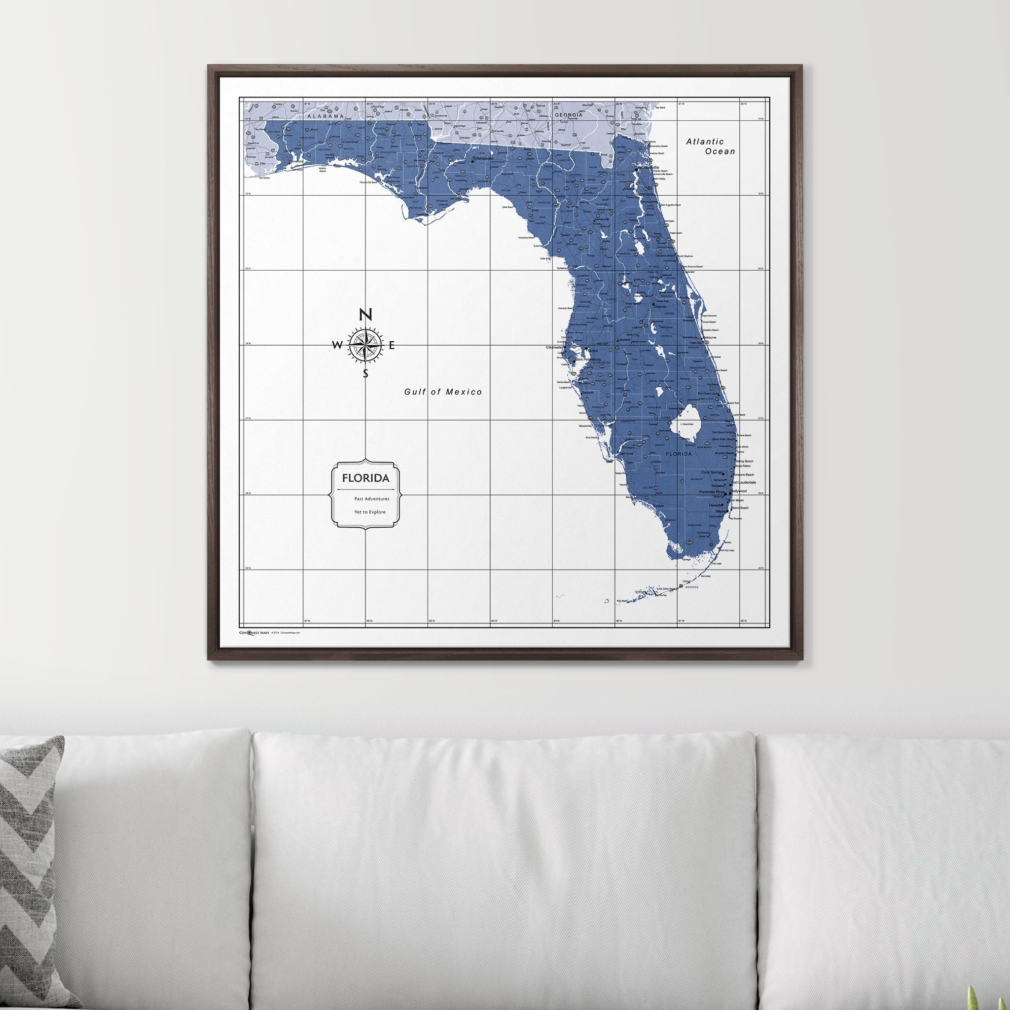 Push Pin Florida Map (Pin Board) - Navy Color Splash CM Pin Board