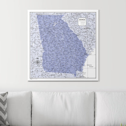 Push Pin Georgia Map (Pin Board) - Purple Color Splash CM Pin Board