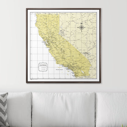 Push Pin California Map (Pin Board) - Yellow Color Splash CM Pin Board