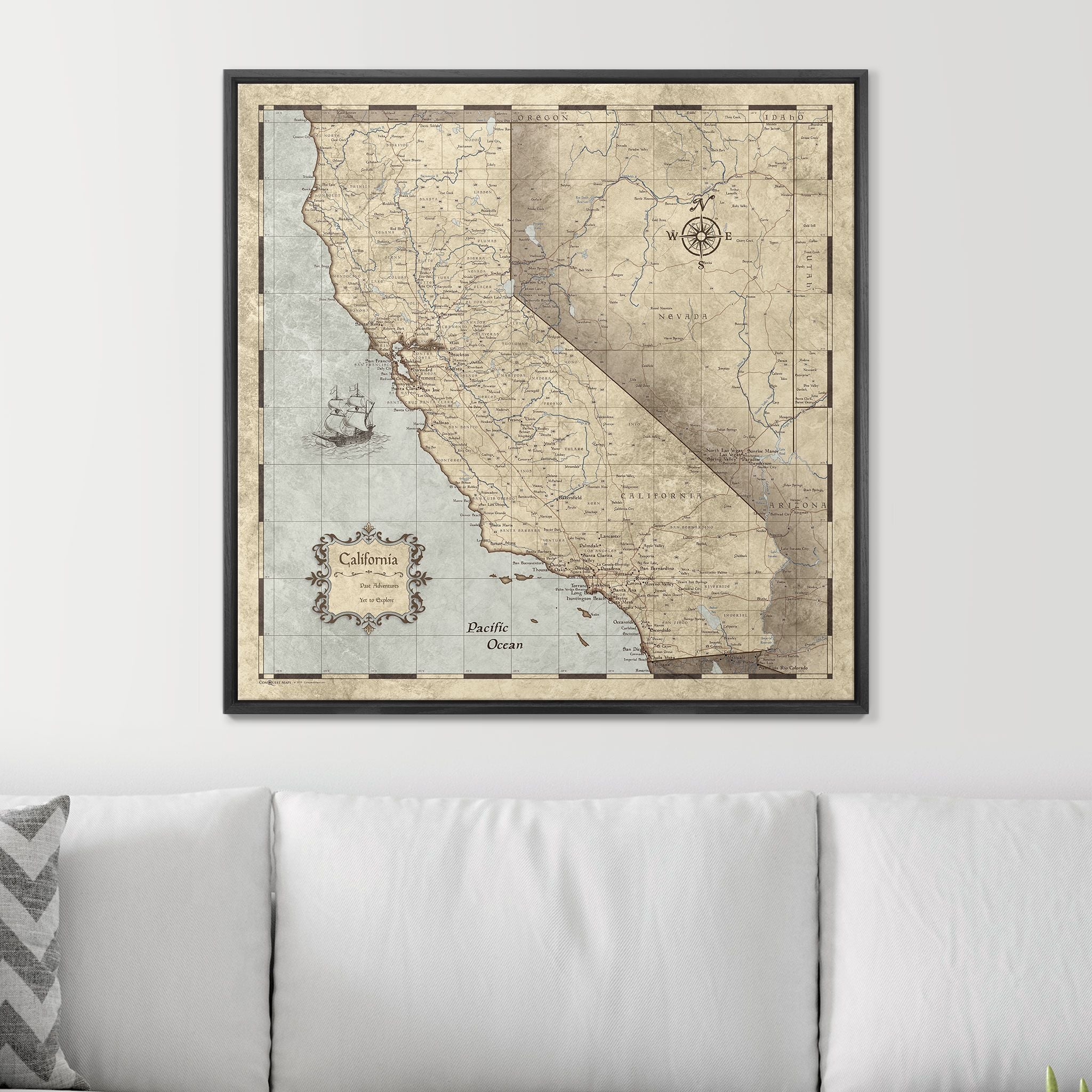 Push Pin California Map (Pin Board) - Rustic Vintage CM Pin Board