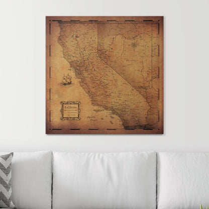 Push Pin California Map (Pin Board) - Golden Aged CM Pin Board