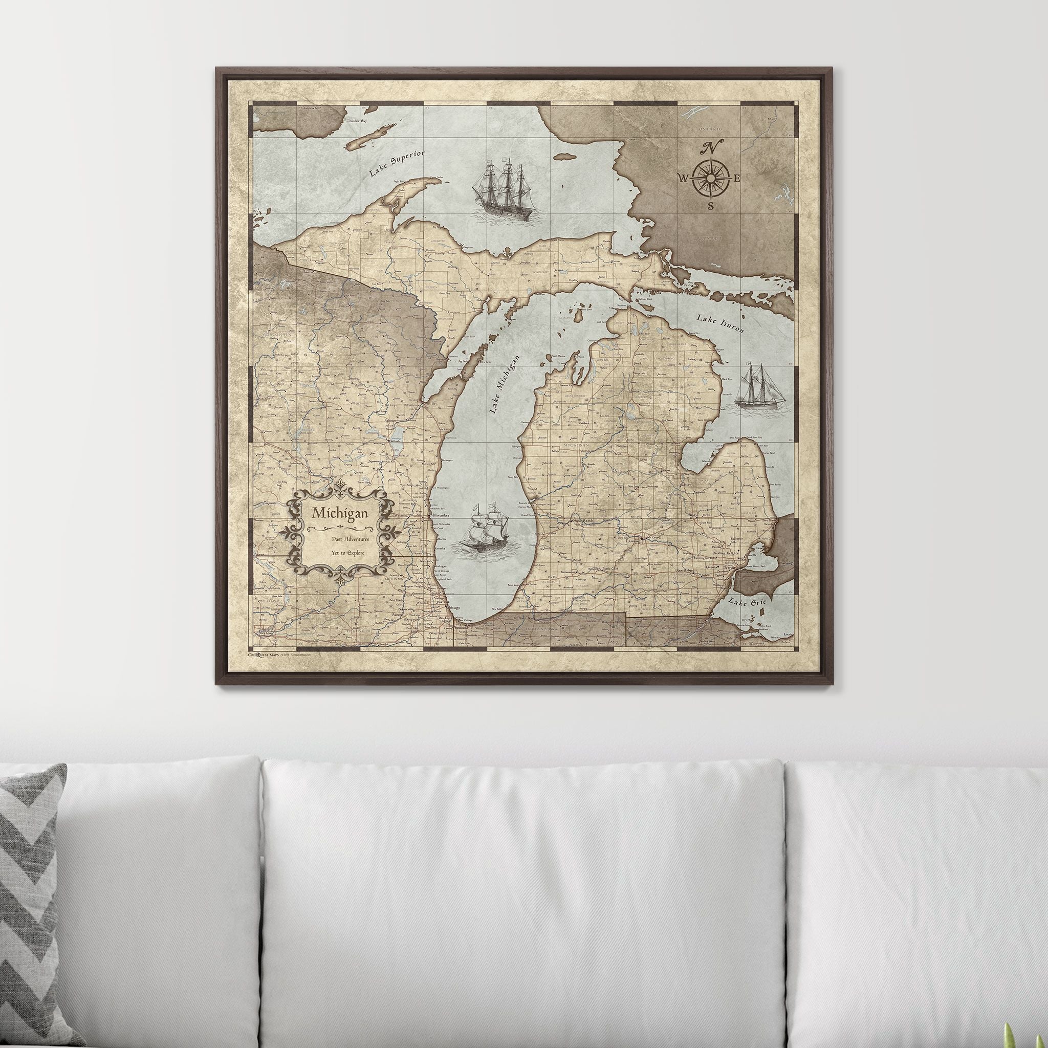 Push Pin Michigan Map (Pin Board) - Rustic Vintage CM Pin Board