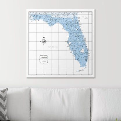 Push Pin Florida Map (Pin Board) - Light Blue Color Splash CM Pin Board