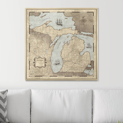 Push Pin Michigan Map (Pin Board) - Rustic Vintage CM Pin Board