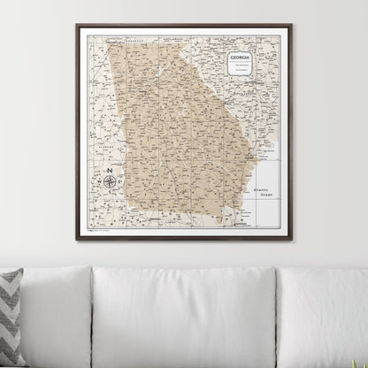 Push Pin Georgia Map (Pin Board) - Light Brown Color Splash CM Pin Board