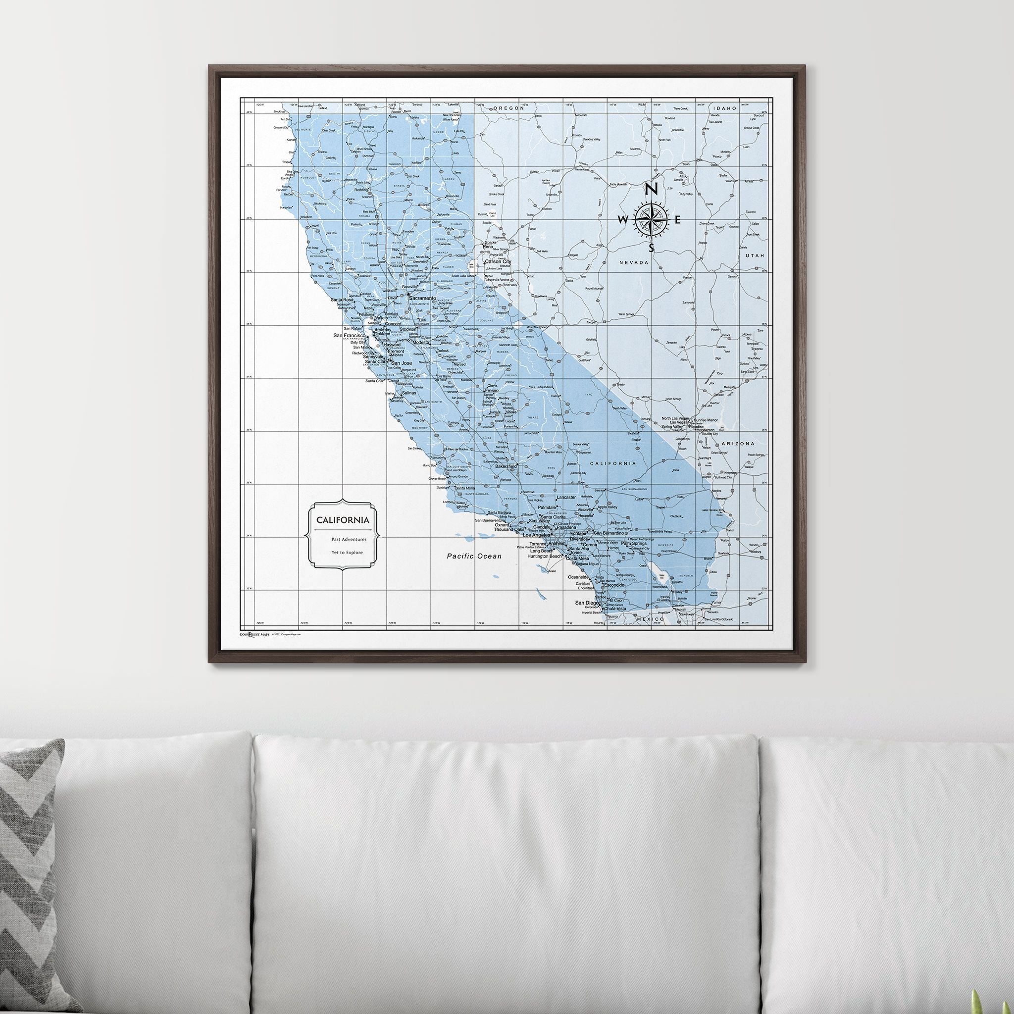 Push Pin California Map (Pin Board) - Light Blue Color Splash CM Pin Board