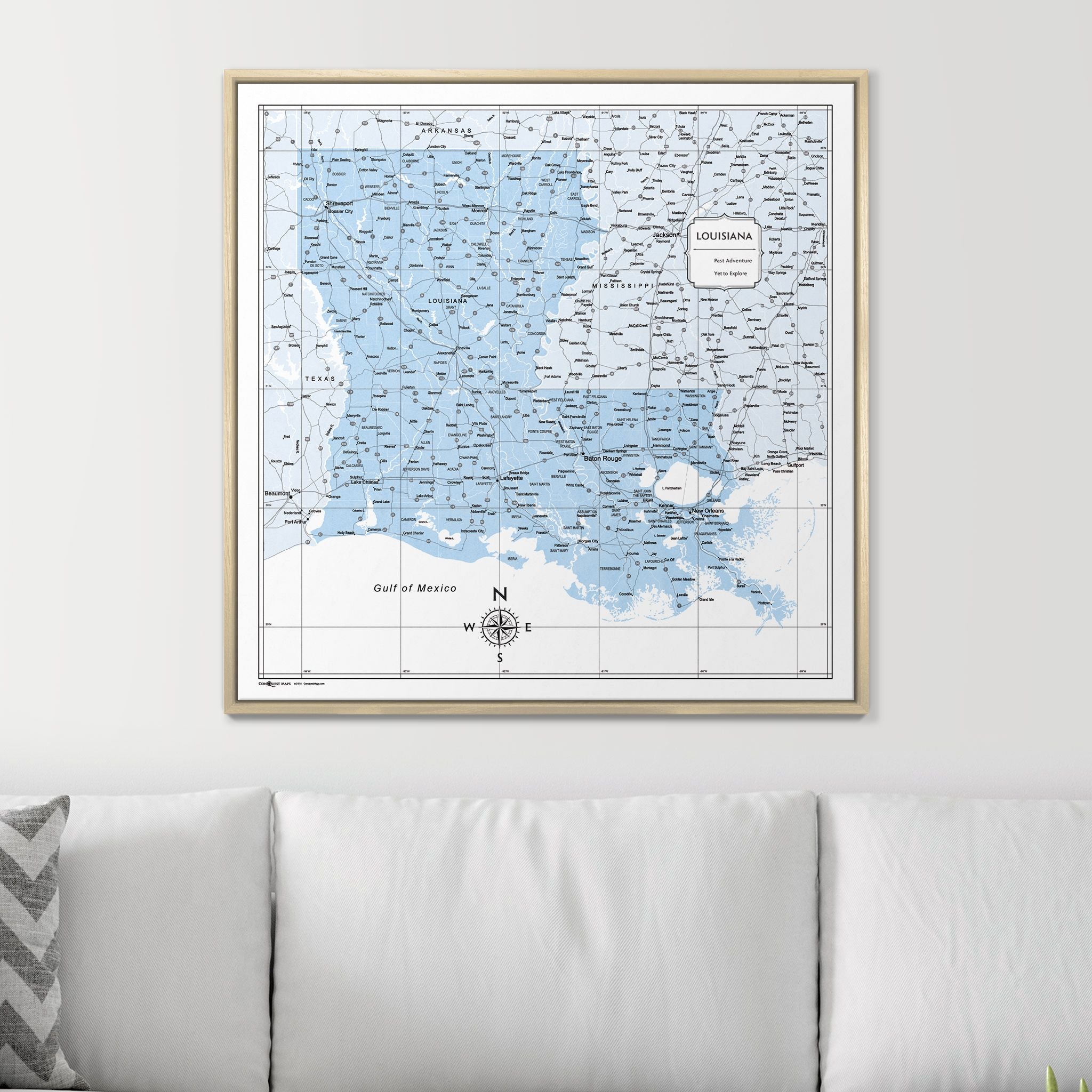 Push Pin Louisiana Map (Pin Board) - Light Blue Color Splash CM Pin Board