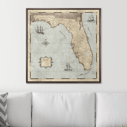 Push Pin Florida Map (Pin Board) - Rustic Vintage CM Pin Board