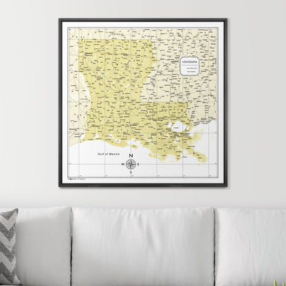 Push Pin Louisiana Map (Pin Board) - Yellow Color Splash CM Pin Board