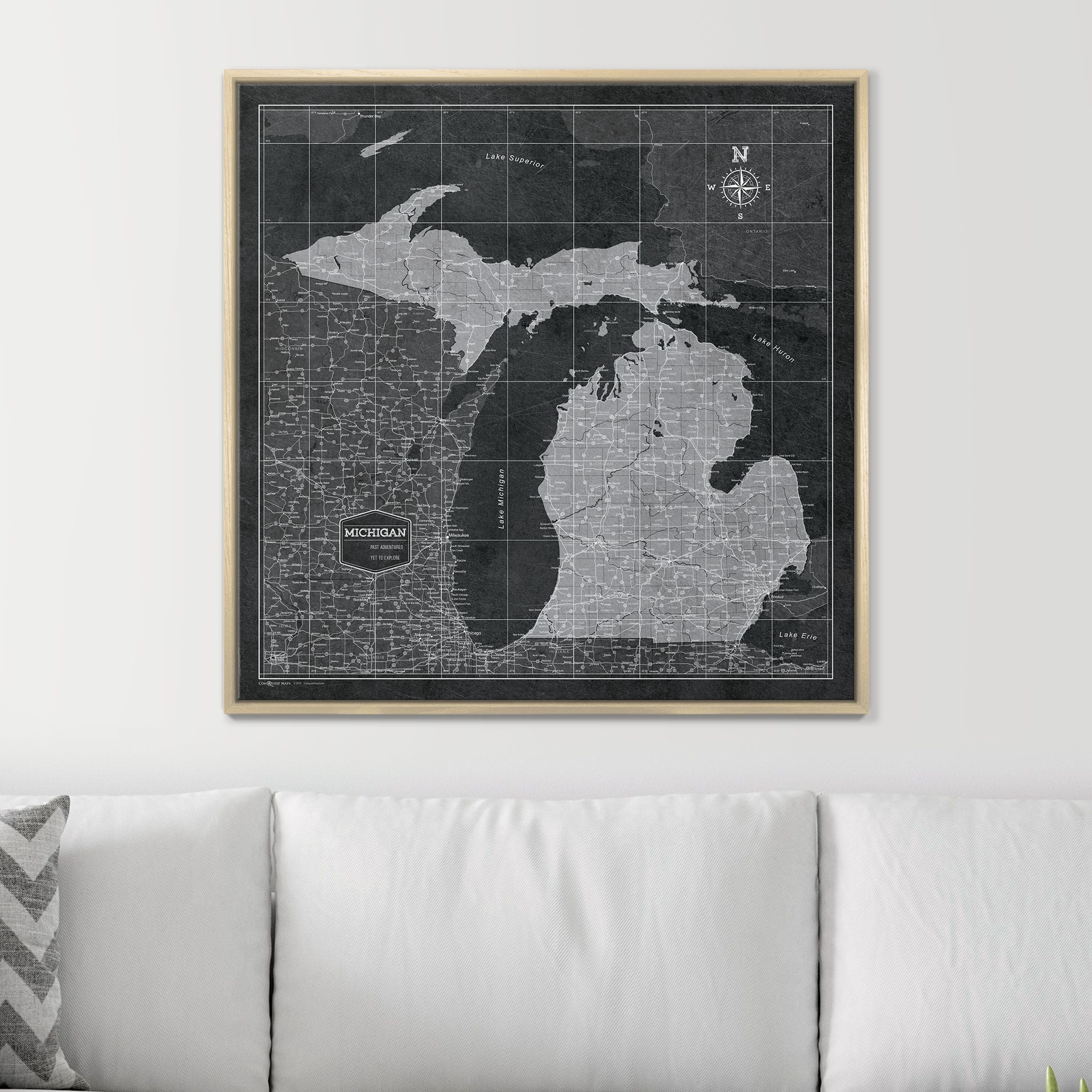 Push Pin Michigan Map (Pin Board) - Modern Slate CM Pin Board