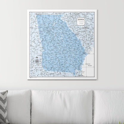 Push Pin Georgia Map (Pin Board) - Light Blue Color Splash CM Pin Board