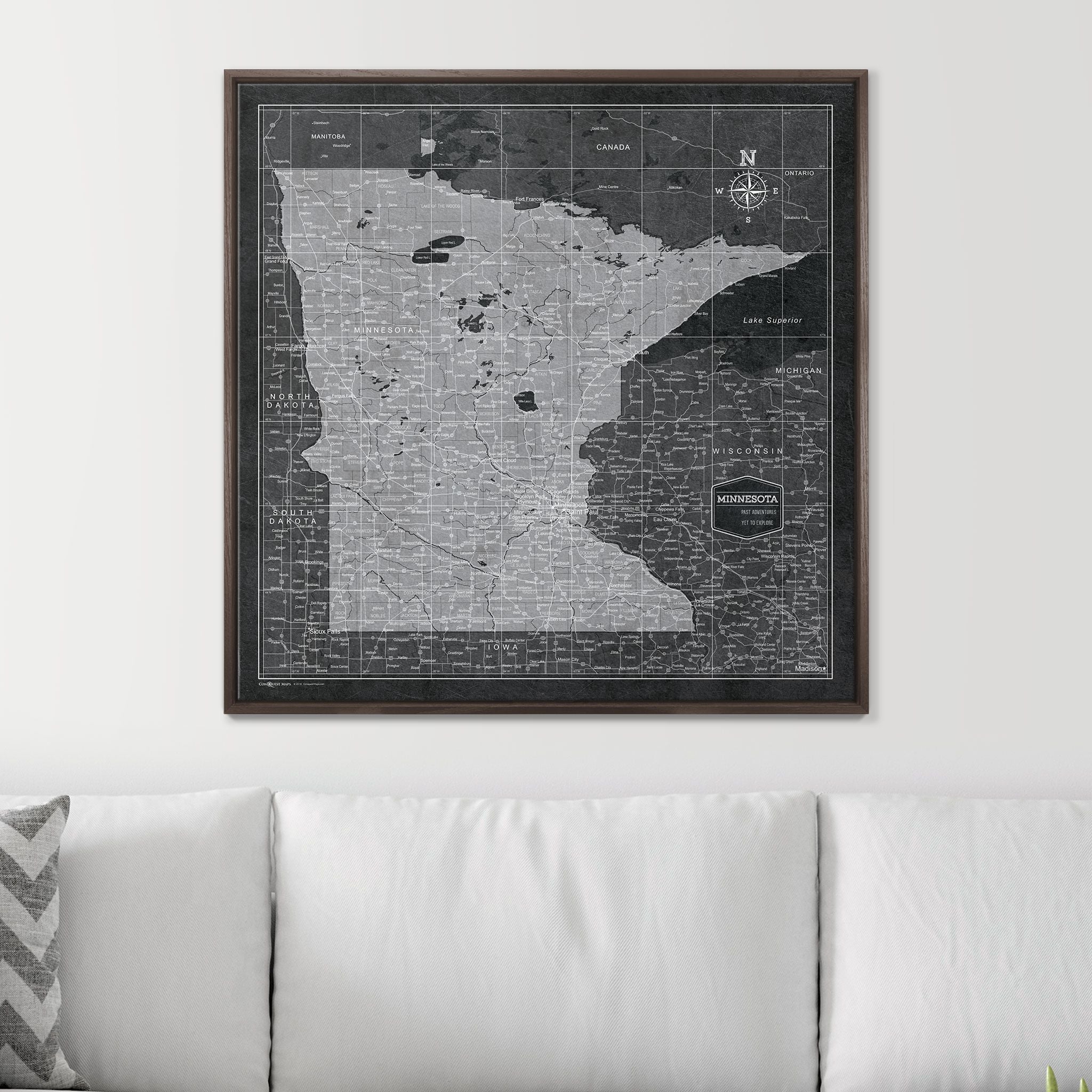 Push Pin Minnesota Map (Pin Board) - Modern Slate CM Pin Board