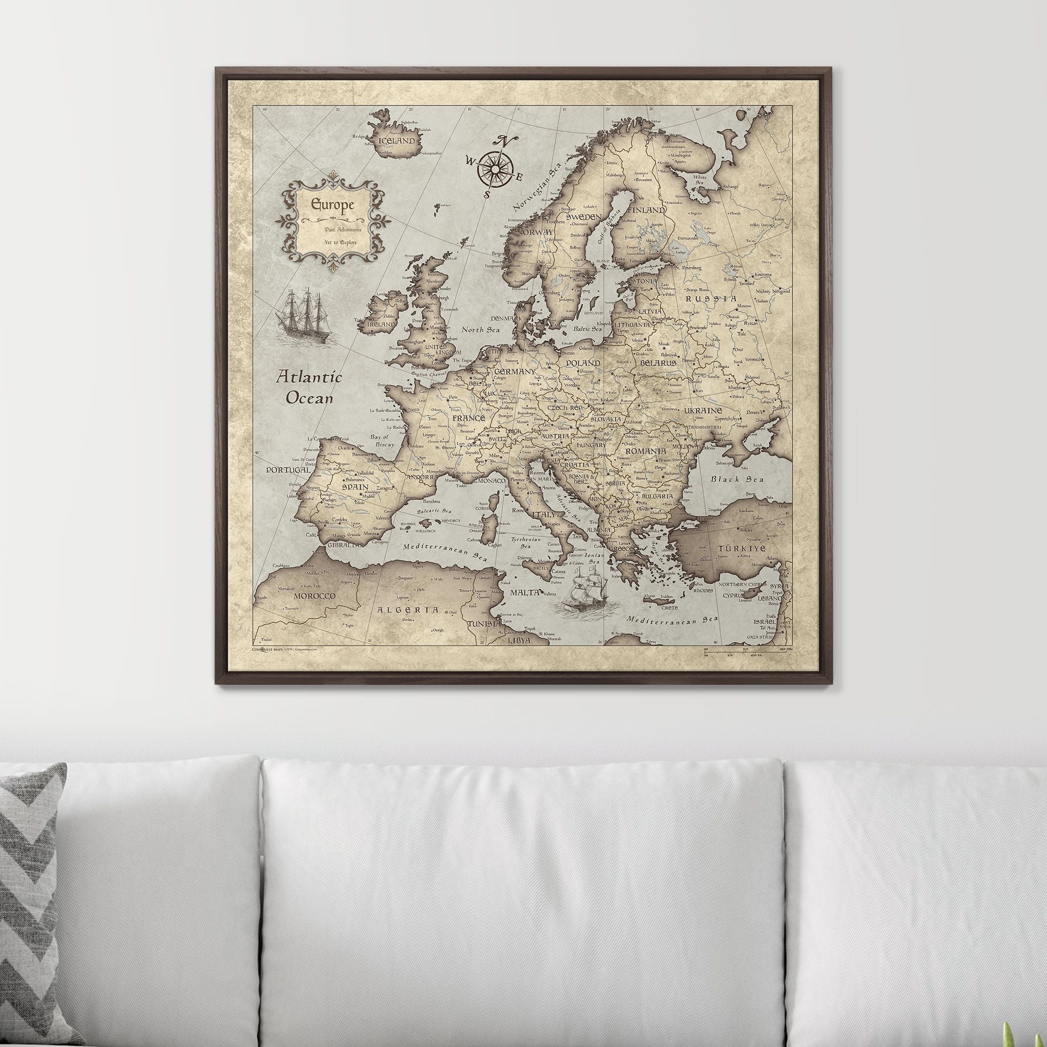 Push Pin Europe Map (Pin Board) - Rustic Vintage CM Pin Board