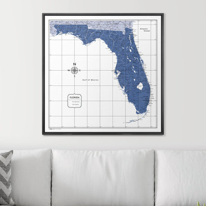 Push Pin Florida Map (Pin Board) - Navy Color Splash CM Pin Board