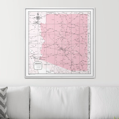 Push Pin Arizona Map (Pin Board) - Pink Color Splash CM Pin Board