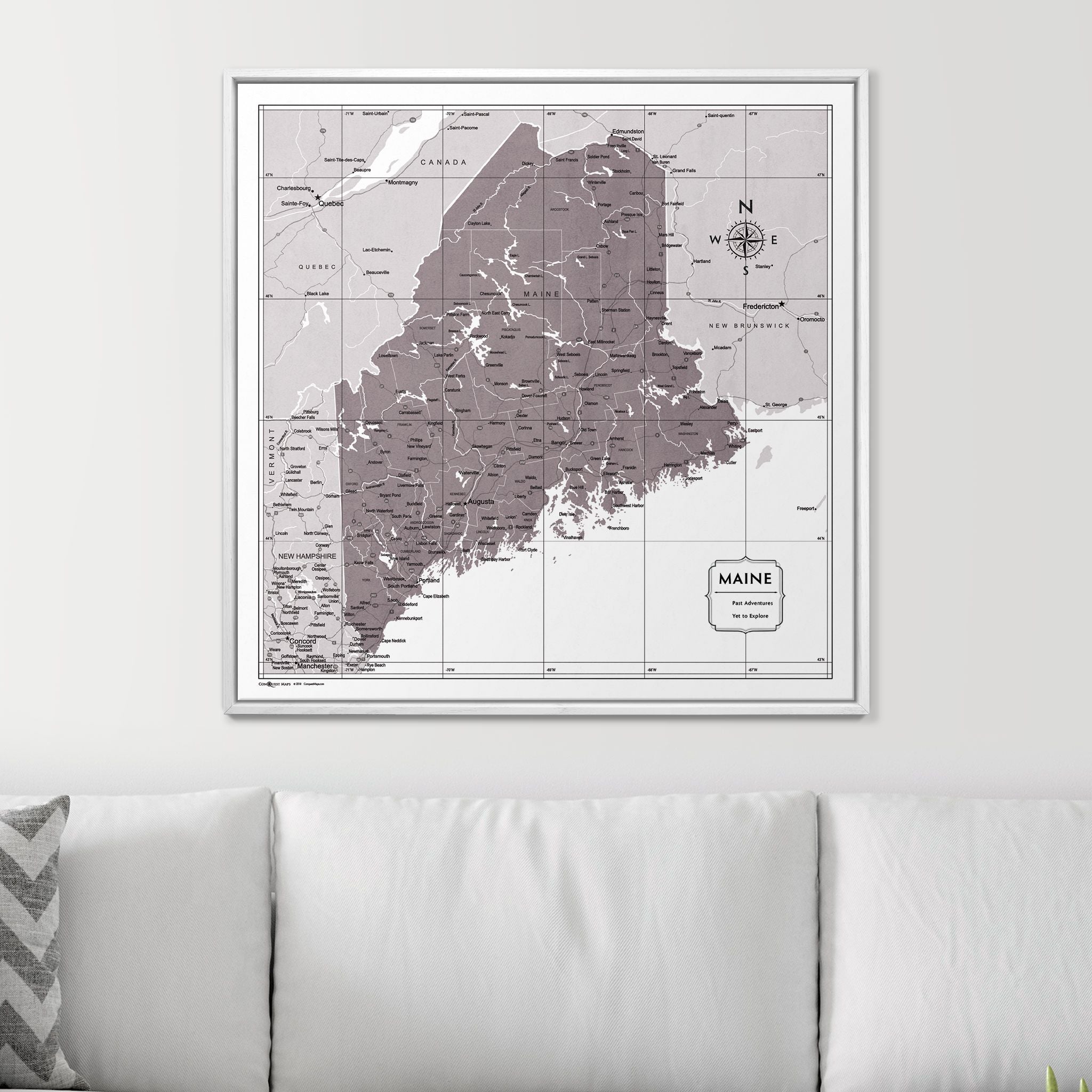 Push Pin Maine Map (Pin Board) - Dark Brown Color Splash CM Pin Board