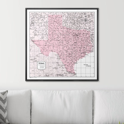 Push Pin Texas Map (Pin Board) - Pink Color Splash CM Pin Board