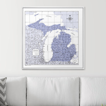 Push Pin Michigan Map (Pin Board) - Purple Color Splash CM Pin Board