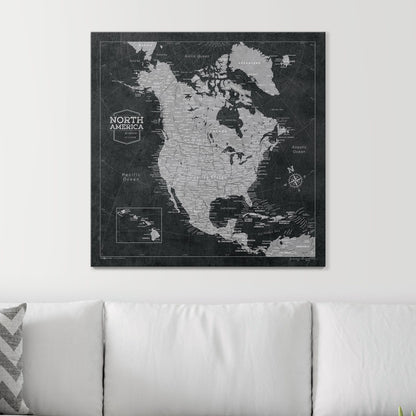 Push Pin North America Map (Pin Board) - Modern Slate CM Pin Board