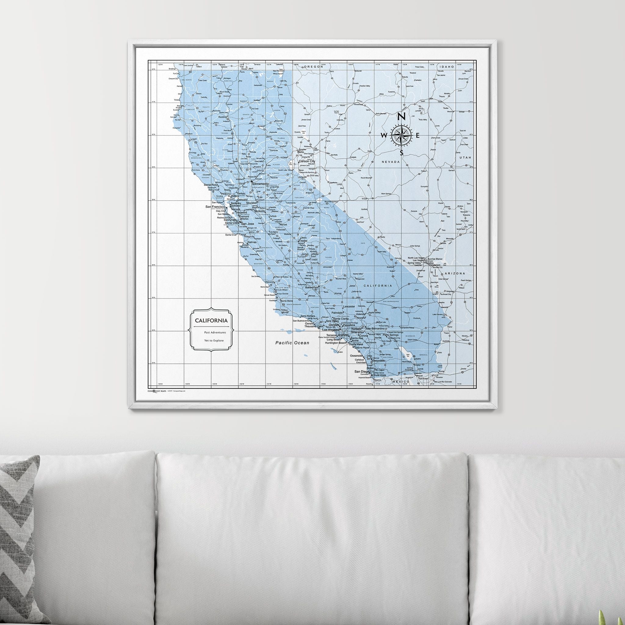 Push Pin California Map (Pin Board) - Light Blue Color Splash CM Pin Board