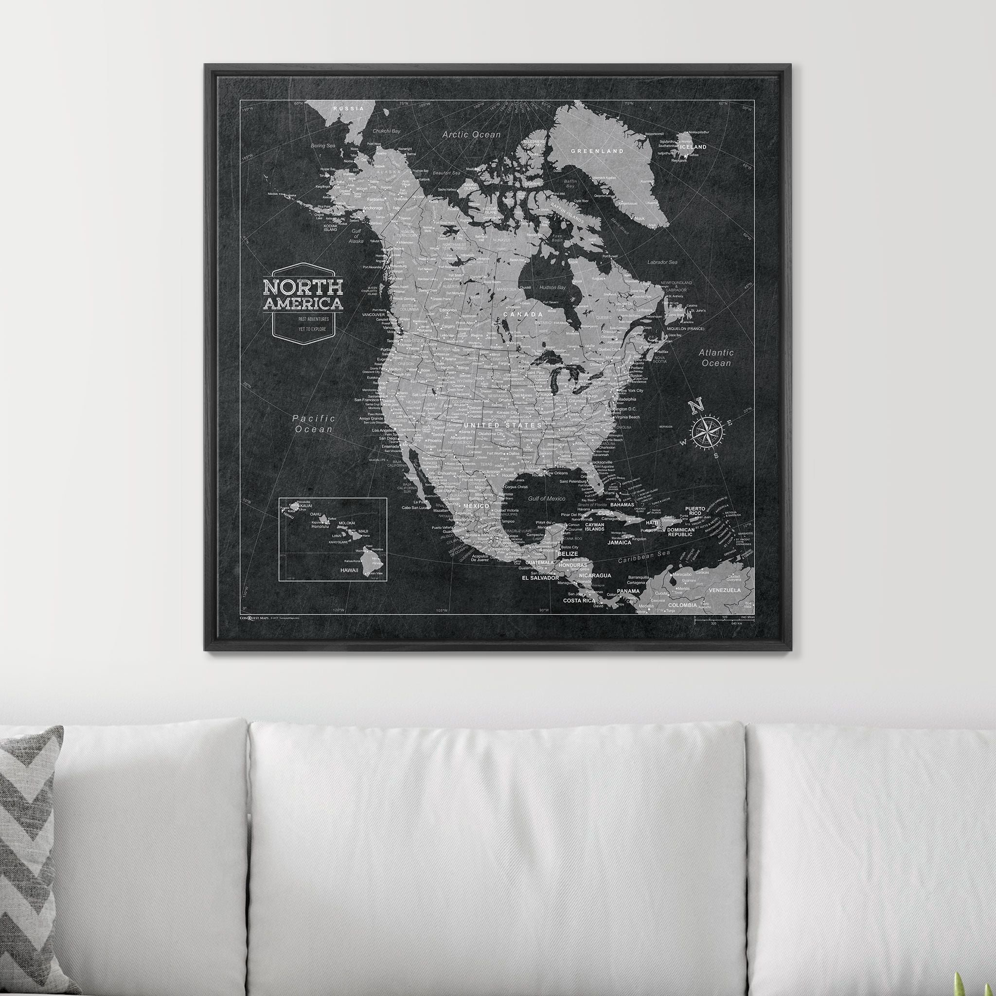 Push Pin North America Map (Pin Board) - Modern Slate CM Pin Board