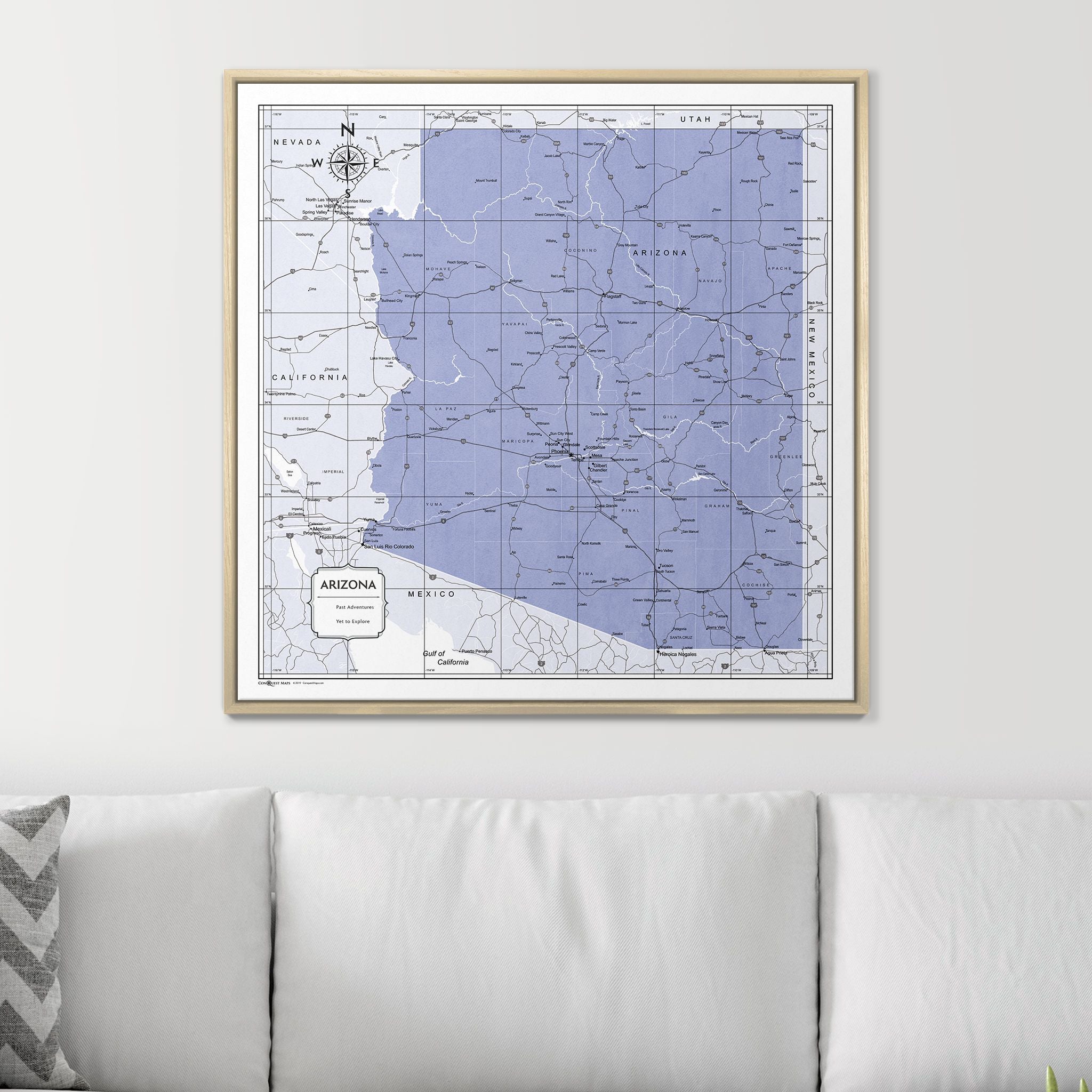 Push Pin Arizona Map (Pin Board) - Purple Color Splash CM Pin Board