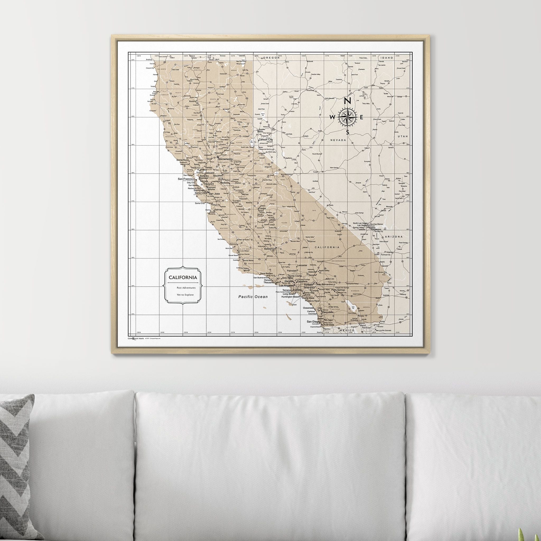 Push Pin California Map (Pin Board) - Light Brown Color Splash CM Pin Board