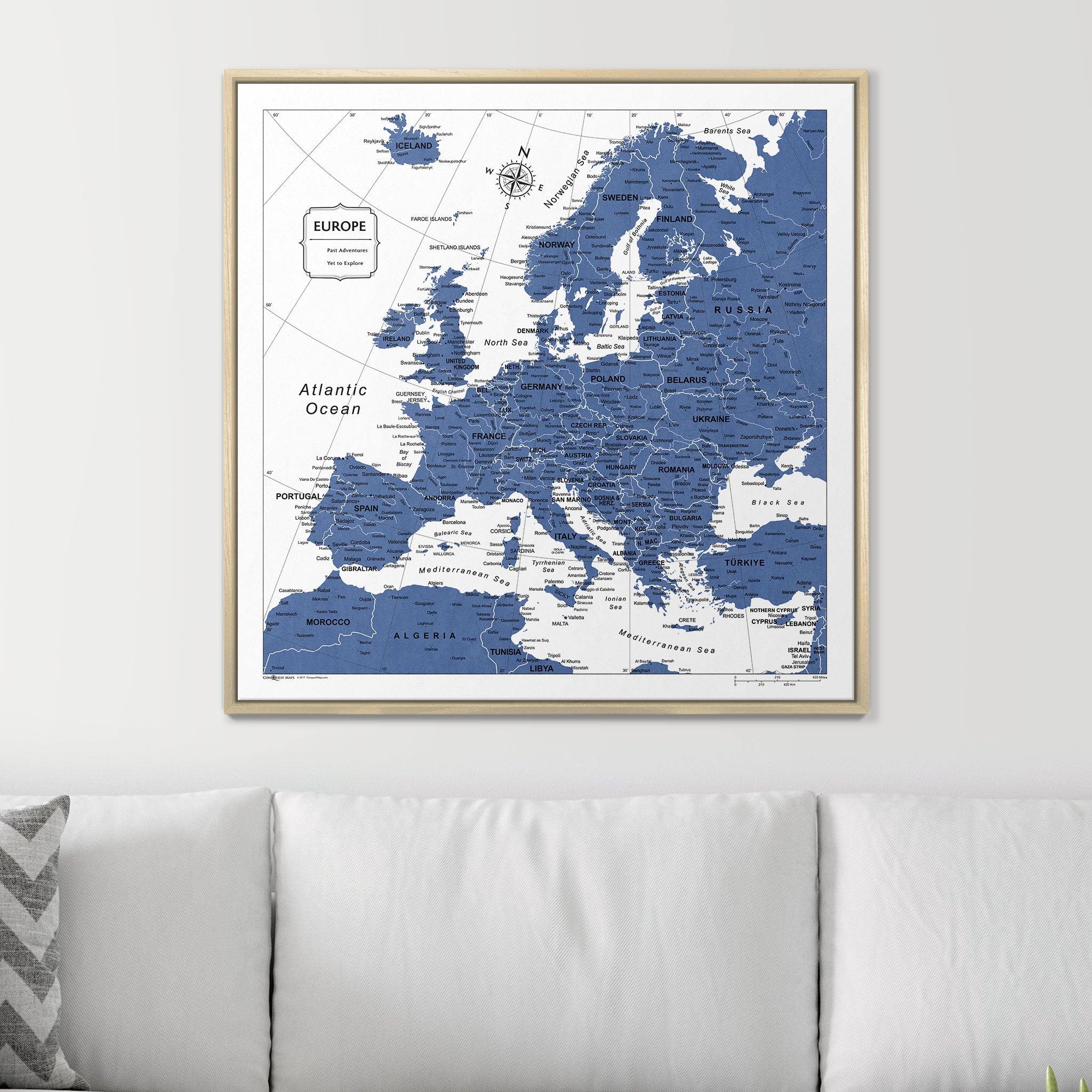 Push Pin Europe Map (Pin Board) - Navy Color Splash CM Pin Board