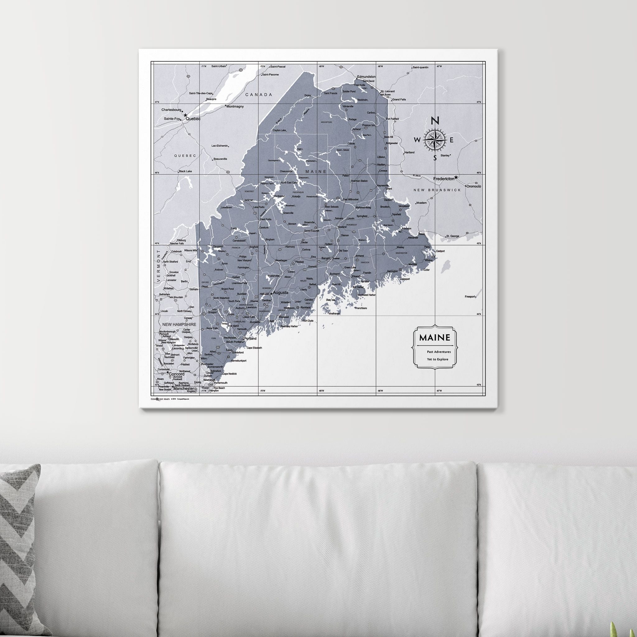 Push Pin Maine Map (Pin Board) - Dark Gray Color Splash CM Pin Board