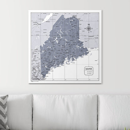 Push Pin Maine Map (Pin Board) - Dark Gray Color Splash CM Pin Board