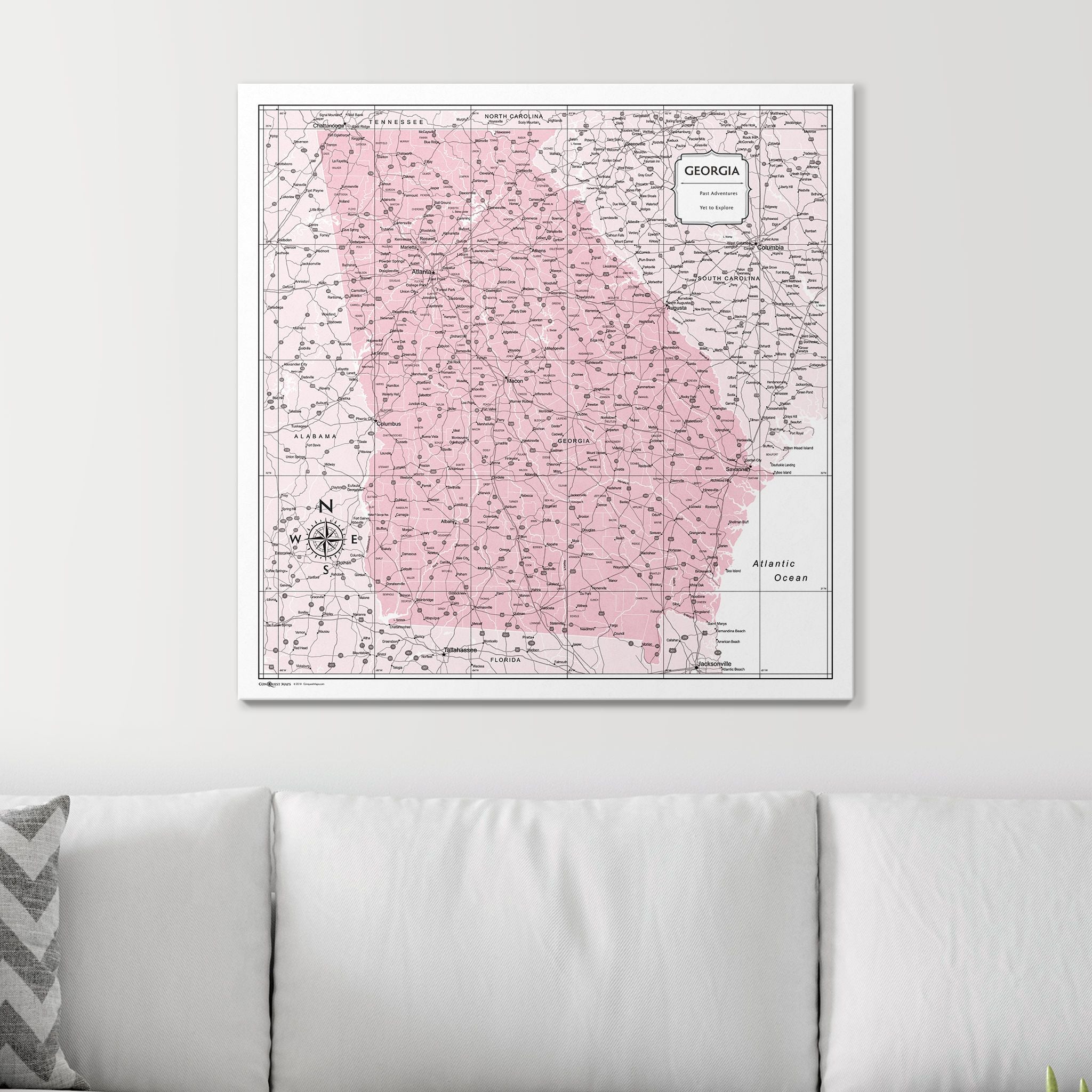 Push Pin Georgia Map (Pin Board) - Pink Color Splash CM Pin Board