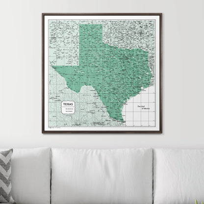 Push Pin Texas Map (Pin Board) - Green Color Splash CM Pin Board