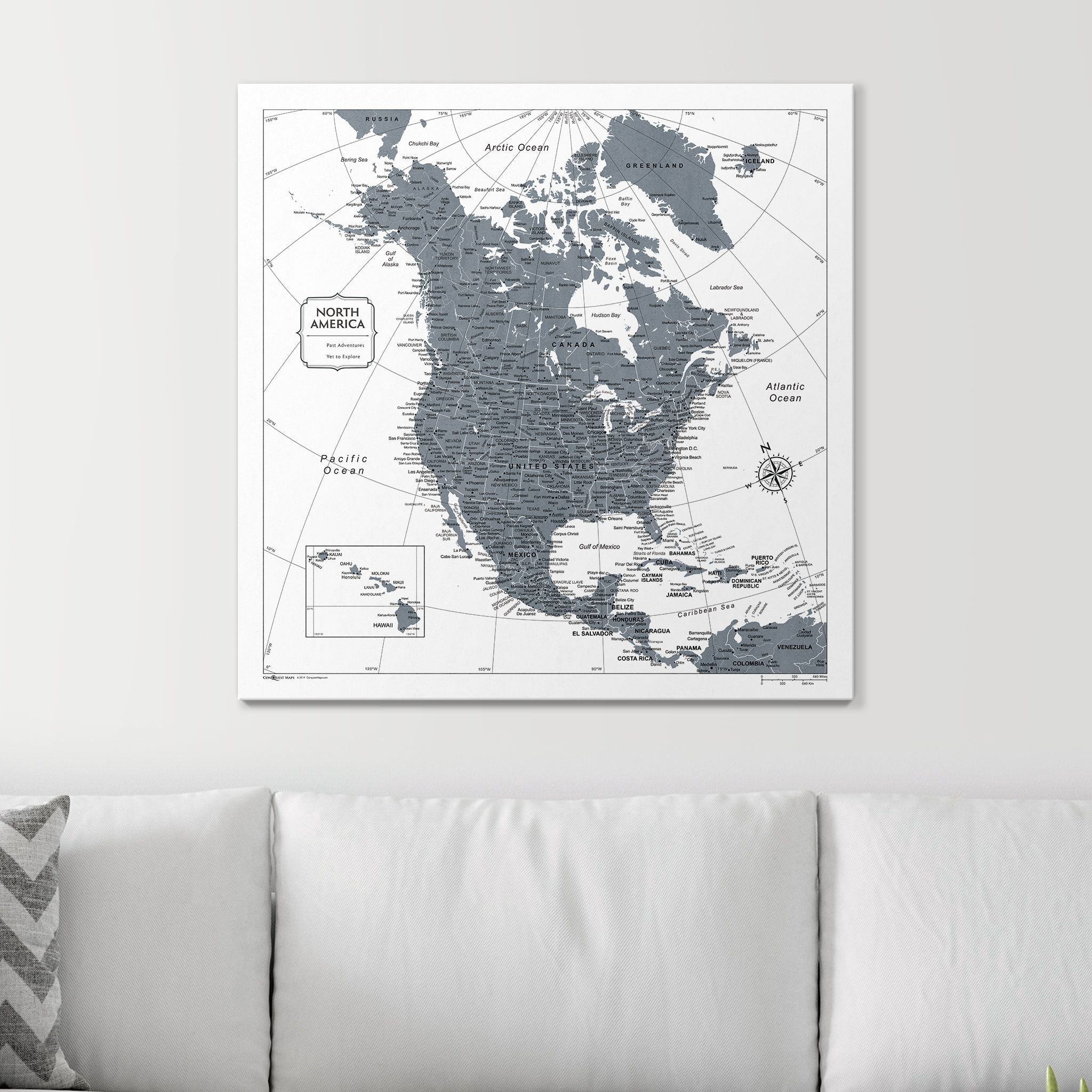 Push Pin North America Map (Pin Board) - Dark Gray Color Splash CM Pin Board