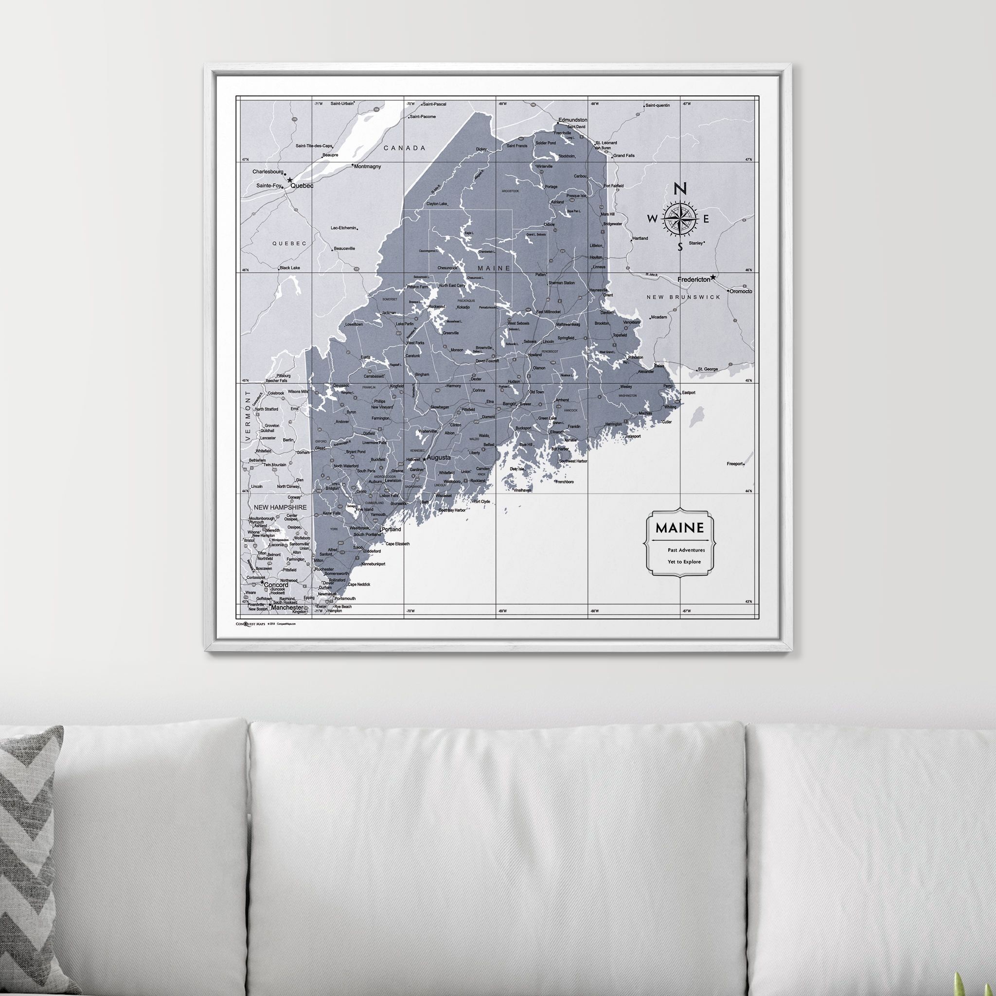 Push Pin Maine Map (Pin Board) - Dark Gray Color Splash CM Pin Board