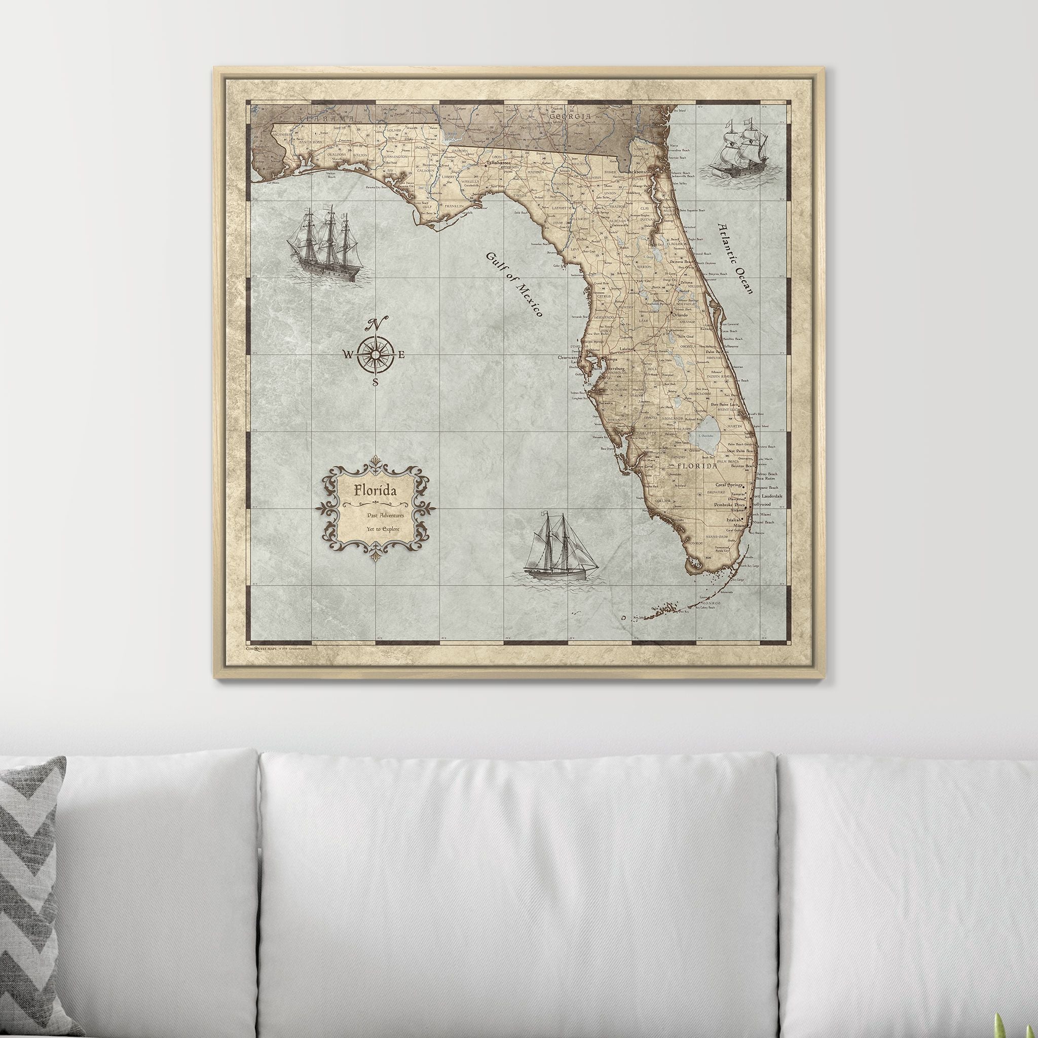 Push Pin Florida Map (Pin Board) - Rustic Vintage CM Pin Board