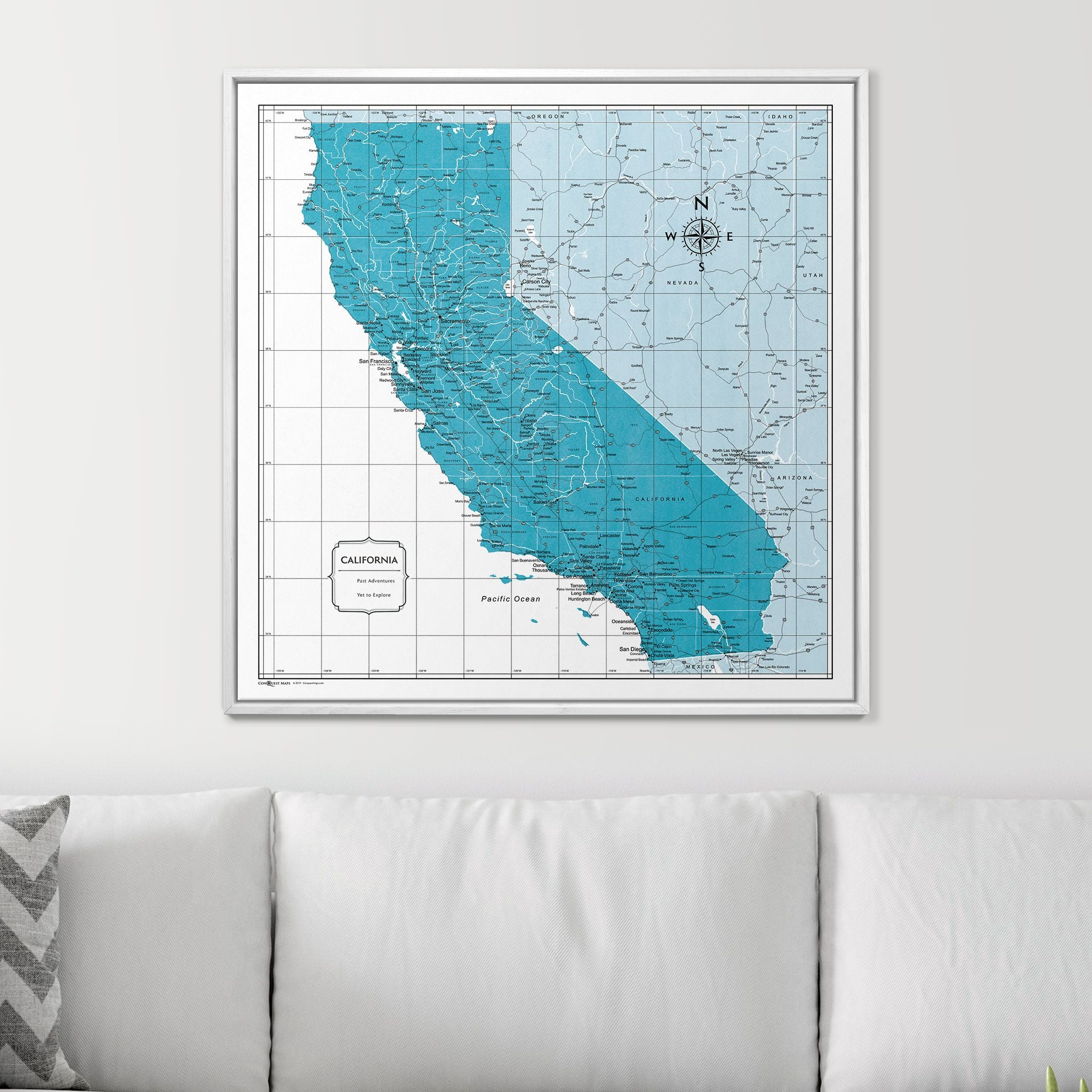 Push Pin California Map (Pin Board) - Teal Color Splash CM Pin Board