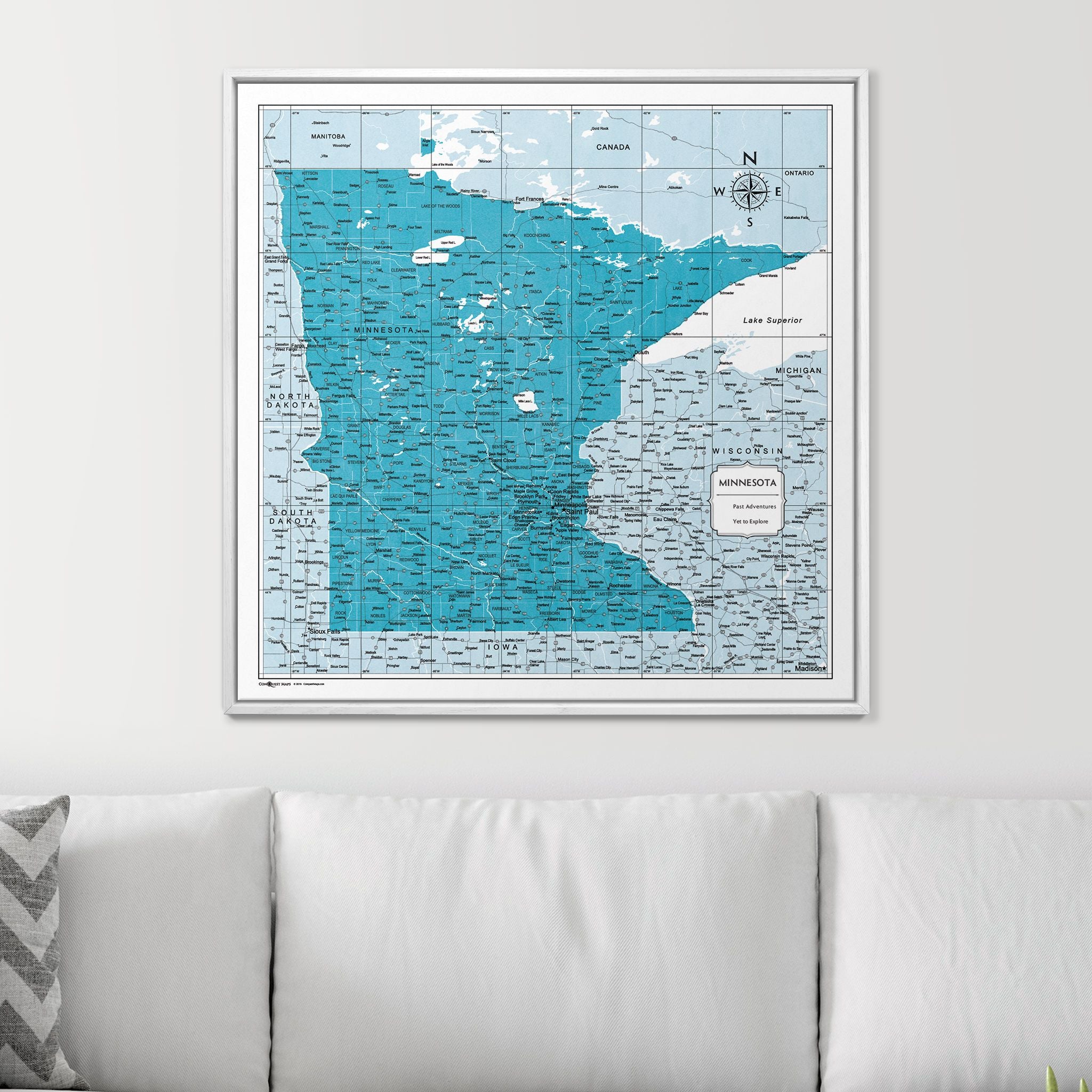 Push Pin Minnesota Map (Pin Board) - Teal Color Splash CM Pin Board