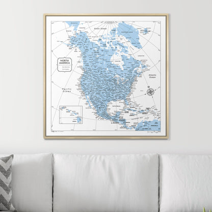 Push Pin North America Map (Pin Board) - Light Blue Color Splash CM Pin Board