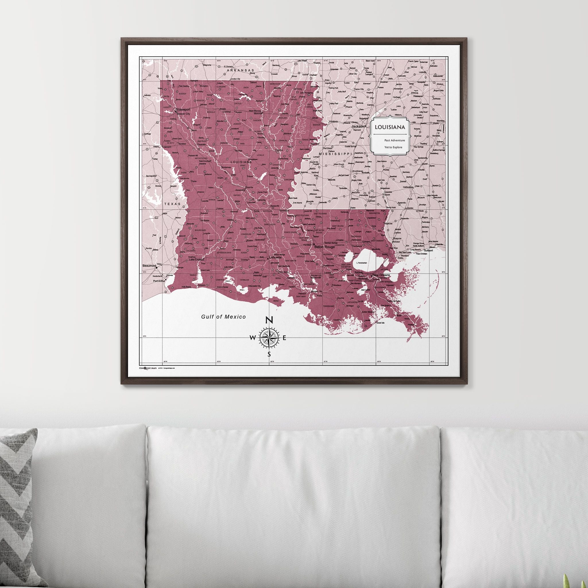 Push Pin Louisiana Map (Pin Board) - Burgundy Color Splash CM Pin Board