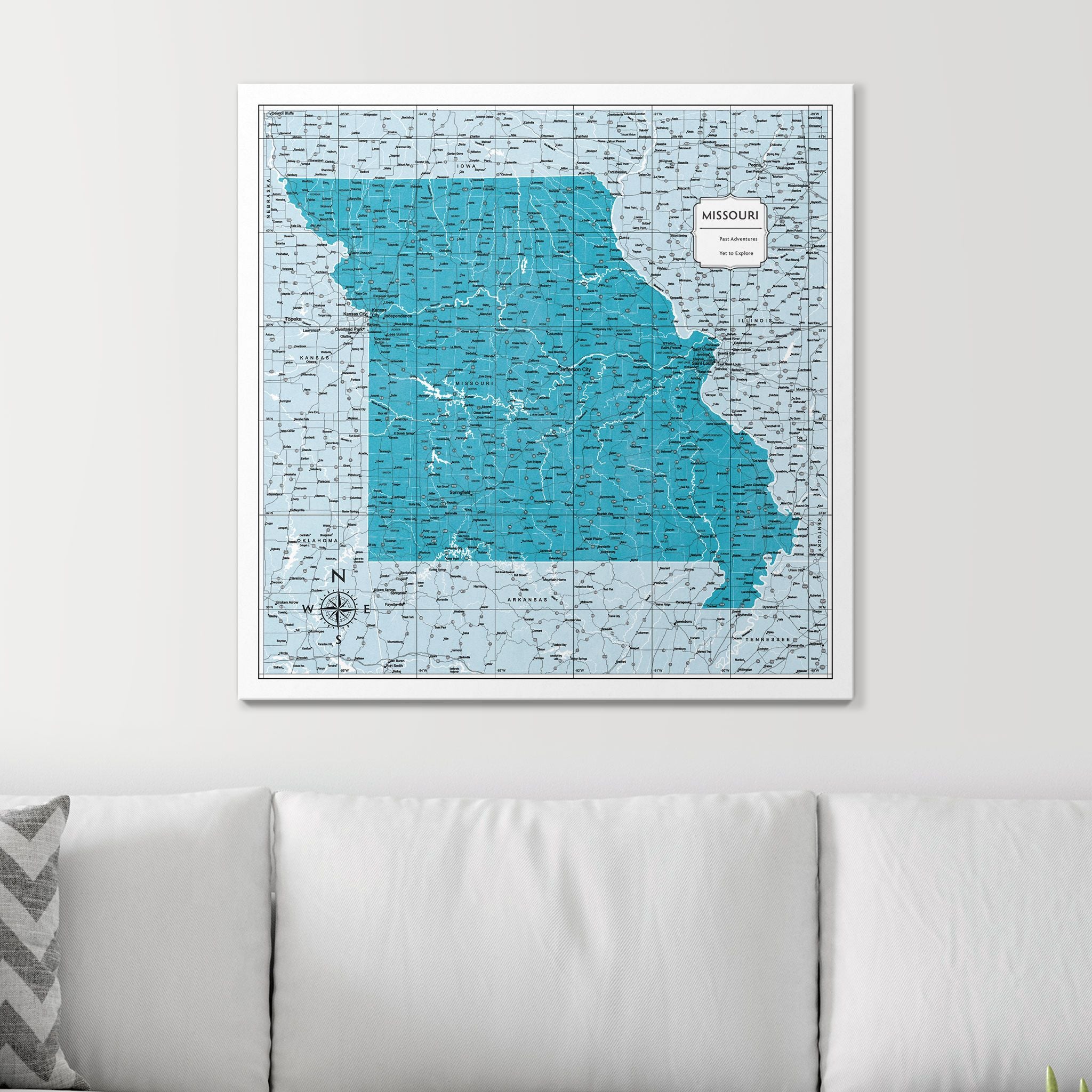 Push Pin Missouri Map (Pin Board) - Teal Color Splash CM Pin Board