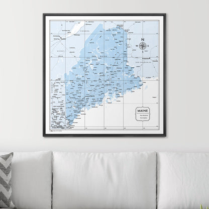 Push Pin Maine Map (Pin Board) - Light Blue Color Splash CM Pin Board