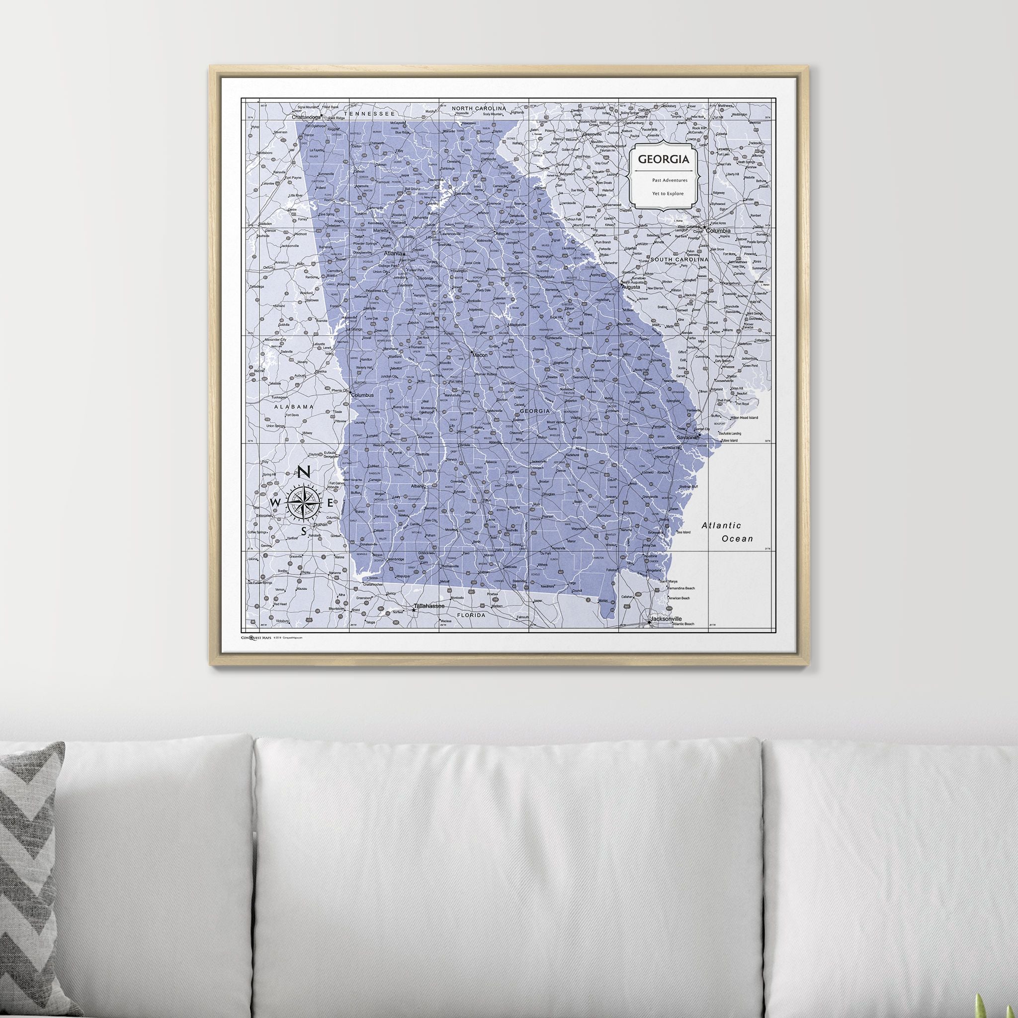 Push Pin Georgia Map (Pin Board) - Purple Color Splash CM Pin Board