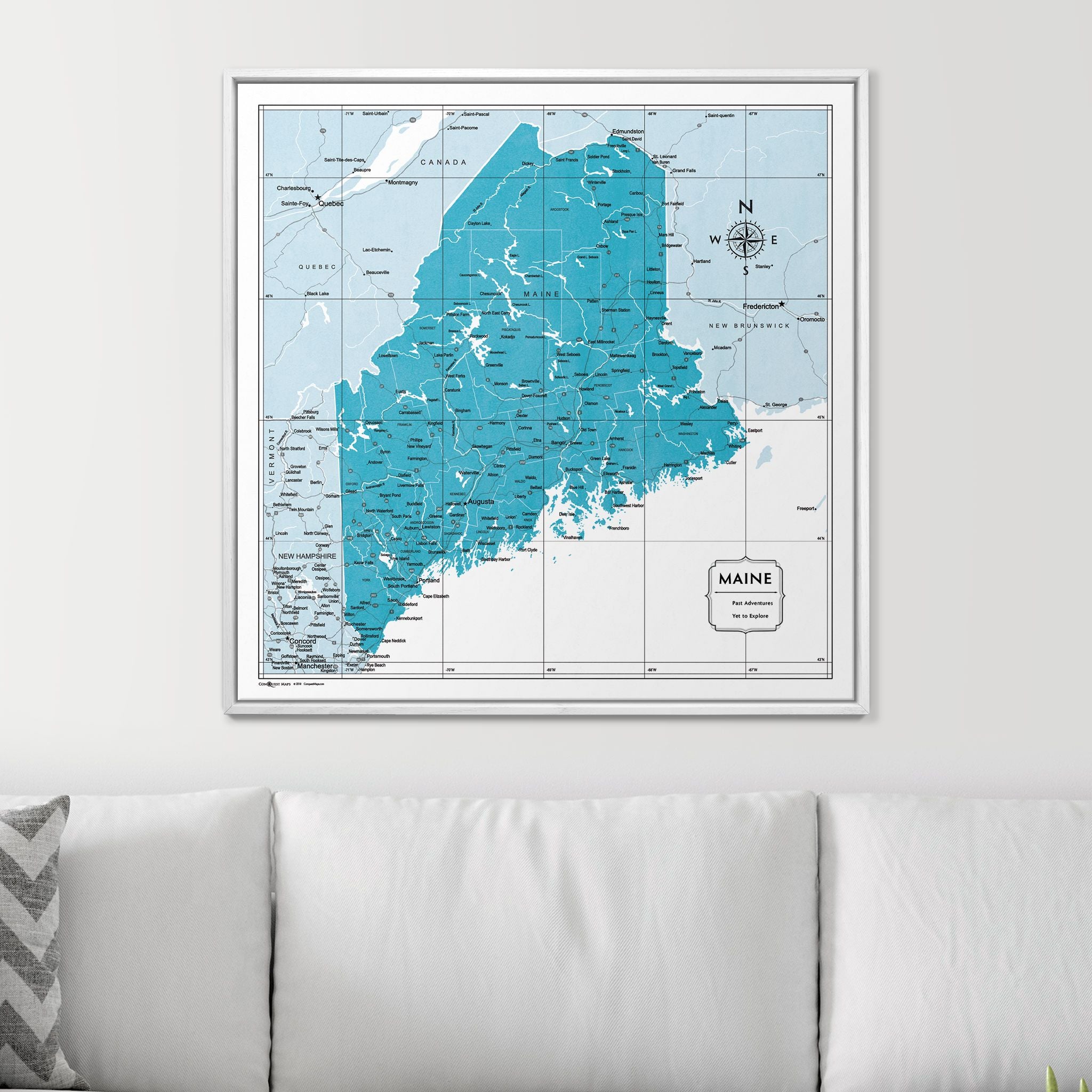 Push Pin Maine Map (Pin Board) - Teal Color Splash CM Pin Board