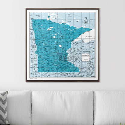 Push Pin Minnesota Map (Pin Board) - Teal Color Splash CM Pin Board